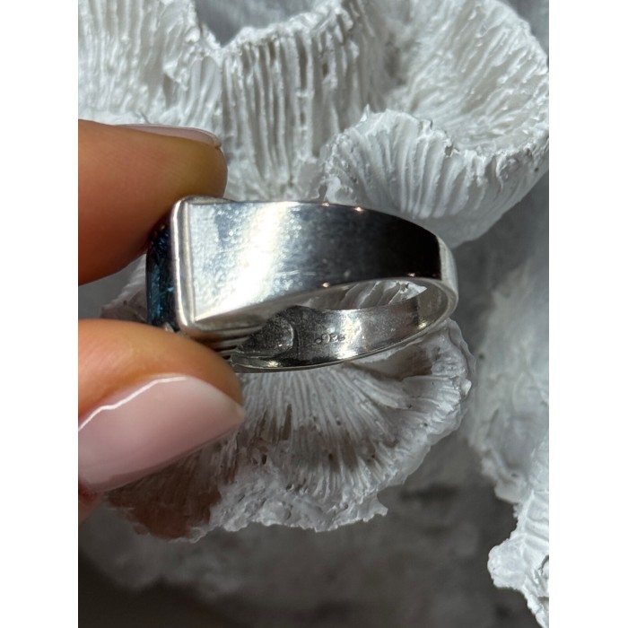 MEN'S 925 STERLING SILVER AQUAMARINE RING SIZE 9