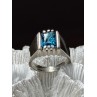 MEN'S 925 STERLING SILVER AQUAMARINE RING SIZE 9