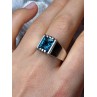 MEN'S 925 STERLING SILVER AQUAMARINE RING SIZE 9