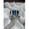 MEN'S 925 STERLING SILVER AQUAMARINE RING SIZE 9