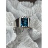 MEN'S 925 STERLING SILVER AQUAMARINE RING SIZE 9