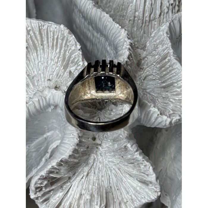 MEN'S 925 STERLING SILVER AQUAMARINE RING SIZE 9