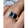 MEN'S 925 STERLING SILVER AQUAMARINE RING SIZE 9