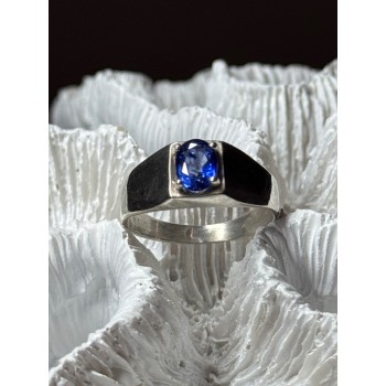 MEN'S 925 STERLING SILVER SAPPHIRE RING SIZE 8.5
