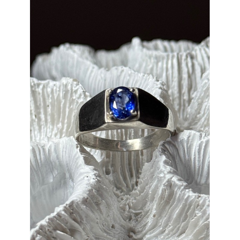 MEN'S 925 STERLING SILVER SAPPHIRE RING SIZE 8.5
