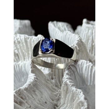 MEN'S 925 STERLING SILVER SAPPHIRE RING SIZE 8.5