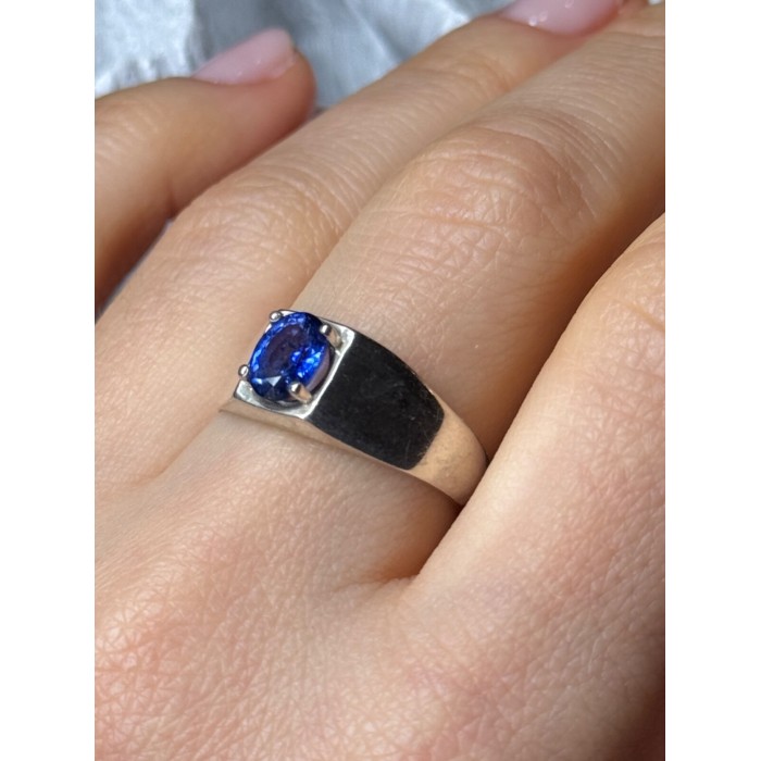 MEN'S 925 STERLING SILVER SAPPHIRE RING SIZE 8.5