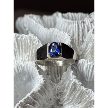 MEN'S 925 STERLING SILVER SAPPHIRE RING SIZE 8.5