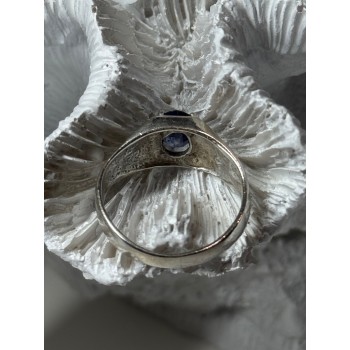 MEN'S 925 STERLING SILVER SAPPHIRE RING SIZE 8.5