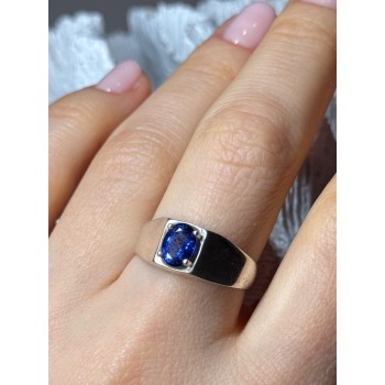 MEN'S 925 STERLING SILVER SAPPHIRE RING SIZE 8.5
